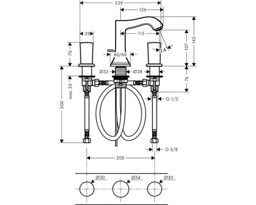 Смеситель Hansgrohe Metropol Classic 31304000 для раковины, хром