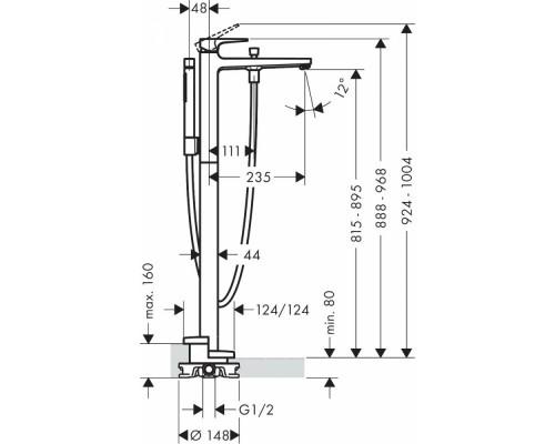 Смеситель Hansgrohe Metropol 32532670 для ванны, черный матовый