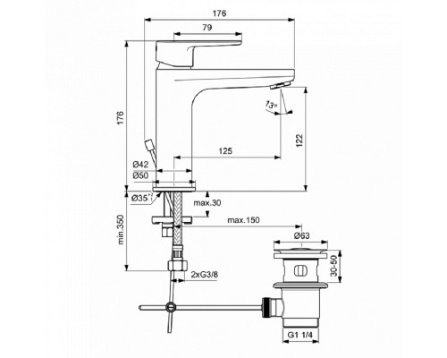 Набор смесителей для ванной Ideal Standard Ceratherm T100 BC985AA, с термостатическим смесителем, хром