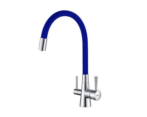 Смеситель Lemark Comfort LM3075C-Blue для кухонной мойки, с подключением к фильтру питьевой воды, хром/синий