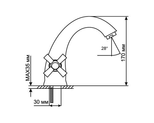 Смеситель для раковины 1/2 кер Mixline ML09-04, хром