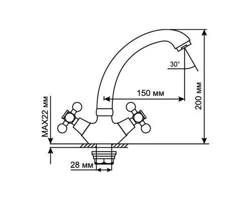 Смеситель для кухонной мойки 1/2 кер Mixline ML07-031, хром