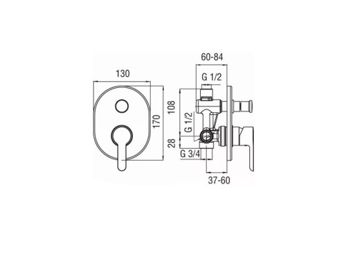 Смеситель Nobili ABC для ванны и душа, цвет хром, AB87100CR