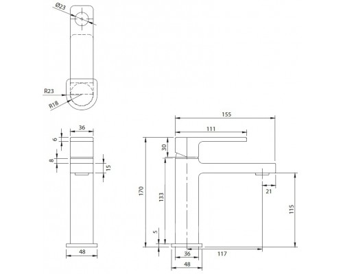 Смеситель Omnires Baretti BA7810BL для раковины, черный матовый