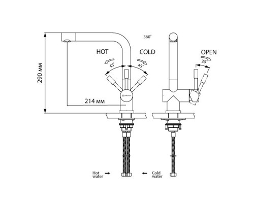 Смеситель Omoikiri Koriyama-S OKO-IN-35-S, 4991006