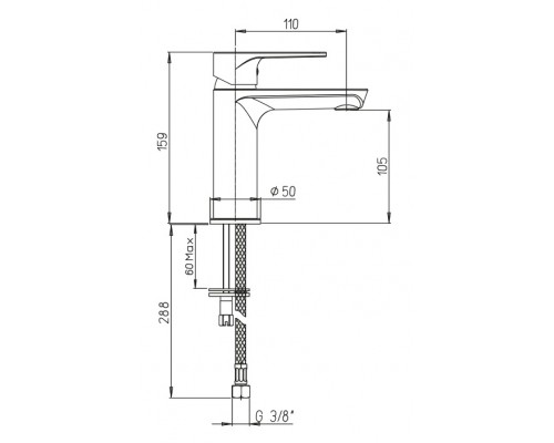 Смеситель Paini Flat KKCR205LMKM для раковины, без донного клапана, хром