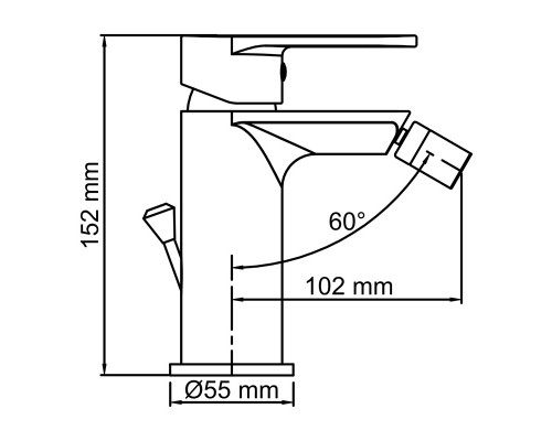 Смеситель для биде WasserKRAFT Elbe, с донным клапаном, черный, 7406