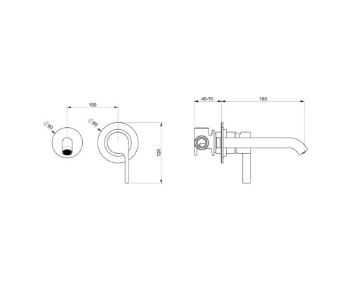 Смеситель Webert DoReMi DR830606560 для раковины настенный, черный матовый