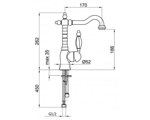 Смеситель для раковины Webert Dorian DO831802010, золото