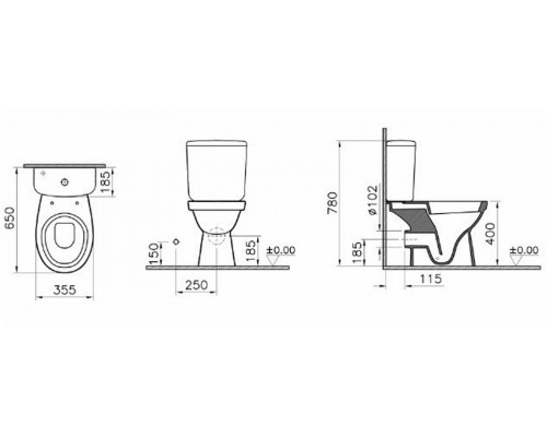 Напольный унитаз Vitra Norm Fit Duroplast 9844B099-7205, крышка дюропласт с микролифтом