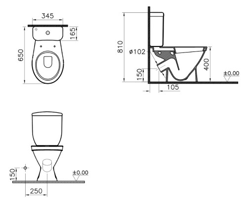 Напольный унитаз Vitra Norm Blanc 9837B099-7201 крышка микролифт