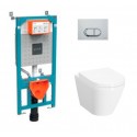 Инсталляция с унитазом Vitra Integra Round L-box, с толстым быстросъёмным сиденьем с микролифтом, клавиша хром матовый, 9004B003-7202