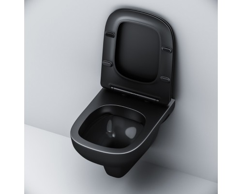 Унитаз подвесной Am.Pm X-Joy S FlashClean безободковый, сиденье микролифт, черный матовый, C85A1700MBSC