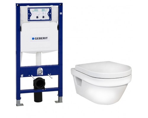 Инсталляция Geberit с безободковым унитазом Gustavsberg Hygienic Flush 5G84HR01, сиденье микролифт, комплект Santehnica.ru 399163