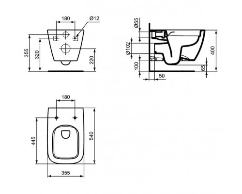 Подвесной унитаз безободковый Ideal Standard i.life B, T461401