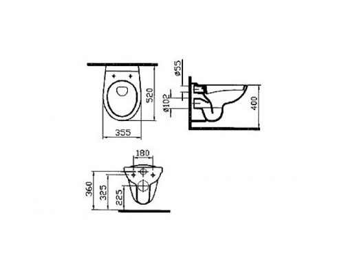 Безободковый подвесной унитаз Vitra S10 SpinFlush, VitrA Hygiene, 7855B003-0075