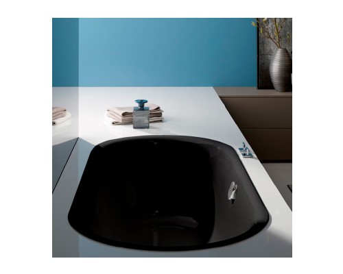 Ванна стальная Bette Lux Oval, 190 х 90 х 45 см, с шумоизоляцией, черная матовая, для удлиненного слива-перелива, 3467-035