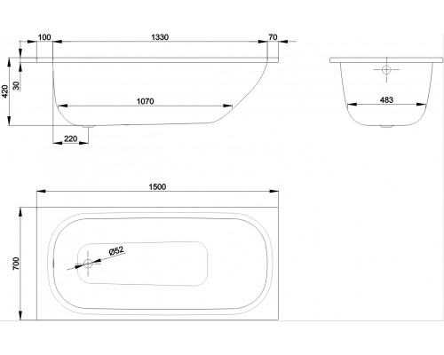 Ванна Bette Form 150 x 70 х 42 см, Glasur Plus, Антислип, с шумоизоляцией, для стандартного слива-перелива, 2941-000 AD PLUS AR