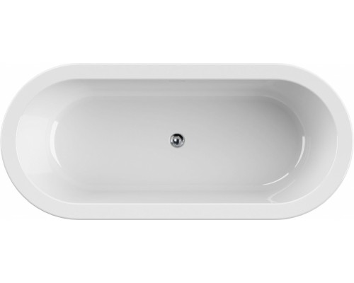 Ванна акриловая Cezares Slim Central, 180 х 80 см, отдельностоящая, черная фронтальная панель, чаша белая, SLIM CENTRAL-180-80-60-NERO-SET