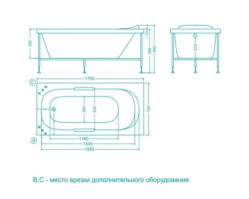 Ванна Eurolux Lait E1017070018 170 х 70 см