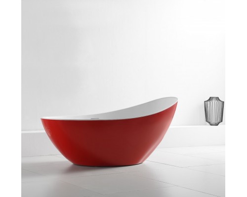 Ванна акриловая Abber 184 х 79 x 77 см, отдельностоящая, цвет белый, внешняя панель красная, AB9233R