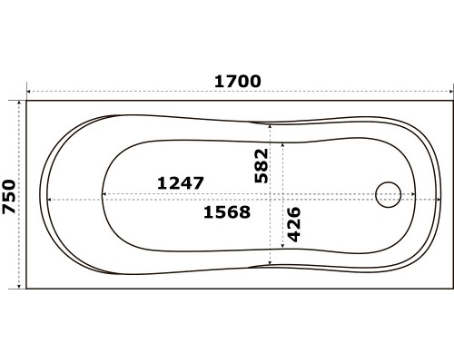 Ванна акриловая Azario Тенза 170 x 75 см, белая, ТНВ0002