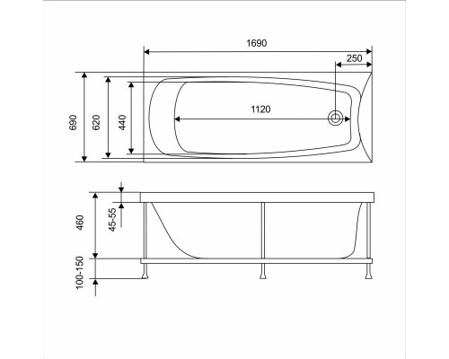 Ванна Eurolux Троя E1017070039 170 х 70 см