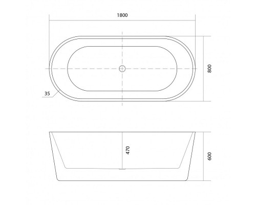 Ванна акриловая Aquatek Ово 180 x 80 см, цвет белый глянцевый, AQ-99880