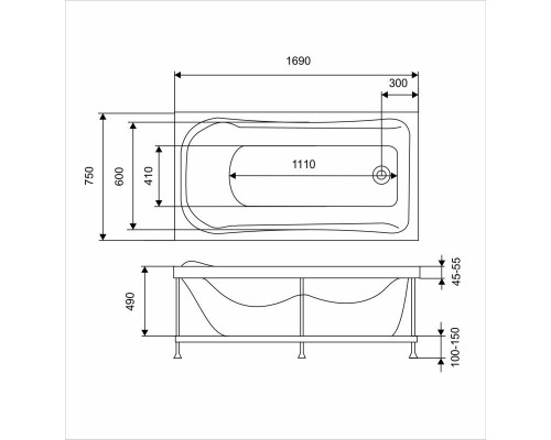 Ванна Eurolux Akra E1017075069 170 х 75 см