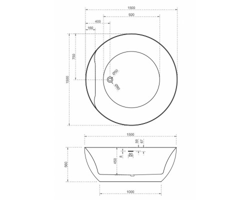 Ванна акриловая Abber AB9280 150 х 150 x 58 см отдельностоящая, белая