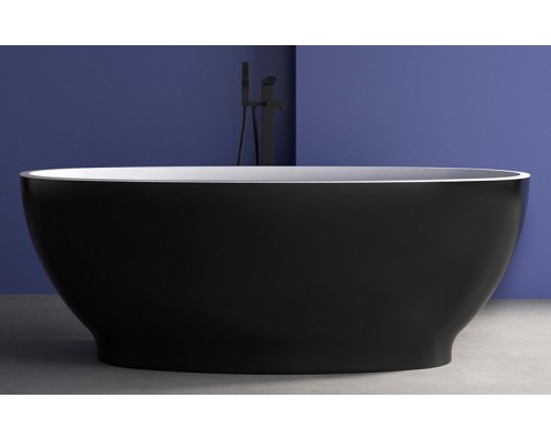 Ванна акриловая Abber 165 х 80 x 60 см, отдельностоящая, черная матовая, AB9207MB