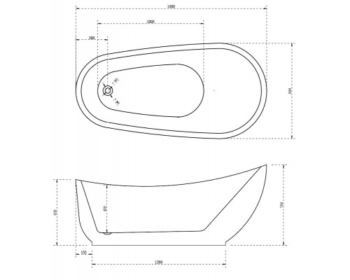 Ванна акриловая Abber AB9288, цвет белый, 180 х 89 х 76 см