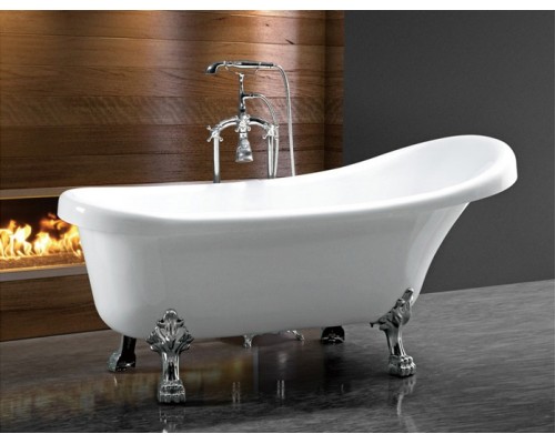 Ванна акриловая Cerutti CT7204 150 x 75 cм, белая, на львиных алюминиевых лапах, ножки хром, (VICO C-2014)