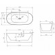 Ванна акриловая Abber 150 х 75 x 58 см, отдельностоящая, белая, AB9368-1.5