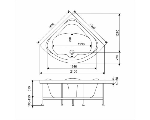 Ванна Eurolux Римини E3150150031 150 х 150 см