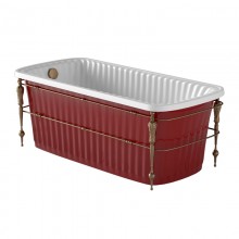 Ванна Migliore Olivia Console 174 х 80 х 66 см, из литьевого мрамора, фурнитура бронза, панель красная глянцевая, 24267