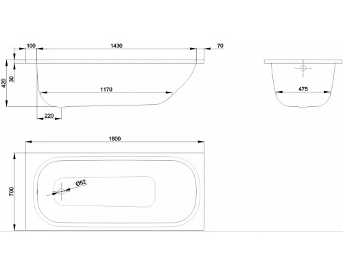 Ванна Bette Form 150 x 70 х 42 см, с шумоизоляцией, для стандартного слива-перелива, 2941-000 AD