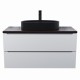 Комплект Тумба со столешницей для ванной Uperwood Tanos (100 см, белая/бук темный, с накладной раковиной Rome, цвет черный)
