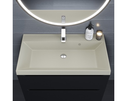 Раковина кварцевая для ванной Uperwood Classic Quartz (80 см, бежевая матовая, лён)