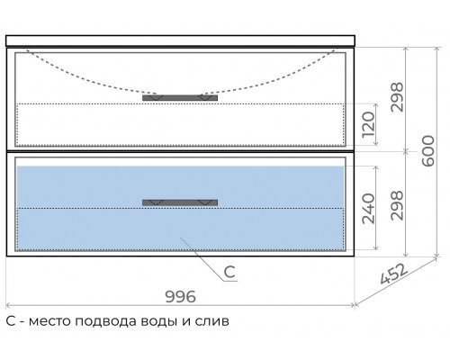 Тумба под раковину для ванной Uperwood Foster (100 см, подвесная, серый графит)