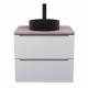 Комплект Тумба со столешницей для ванной Uperwood Tanos (60 см, белая/бук светлый, с накладной раковиной Round, цвет черный)
