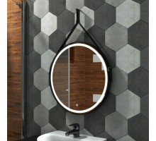 Зеркало для ванной с подсветкой Uperwood Round (80 см, LED подсветка, сенсор, черный ремень)
