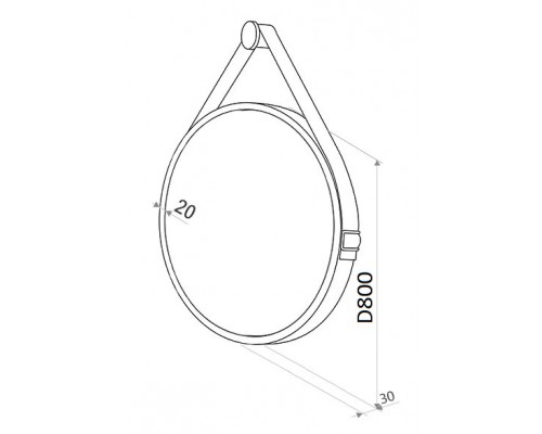 Зеркало для ванной с подсветкой Uperwood Round (80 см, LED подсветка, сенсор, коричневый ремень)