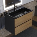 Раковина для ванной полувстраиваемая Uperwood Barsa, 70 см, прямоугольная, черная глянцевая Раковина для ванной полувстраиваемая Uperwood Barsa, 70 см, прямоугольная, черная глянцевая