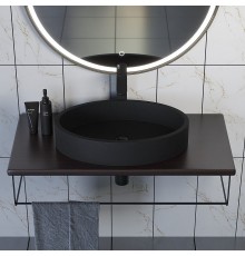 Комплект столешница для ванной Uperwood Tanos (с накладной раковиной Rome и кронштейнами 90 см, бук темный)