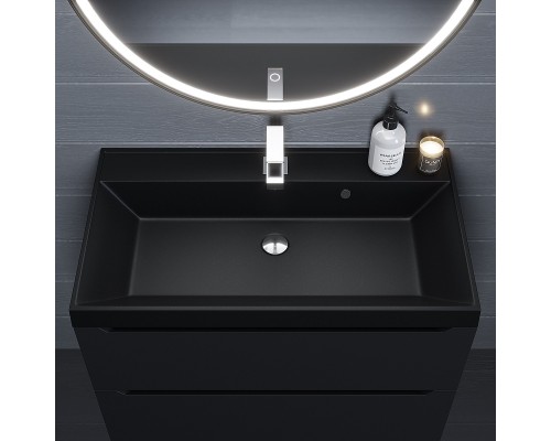 Раковина кварцевая для ванной Uperwood Classic Quartz (80 см, черная матовая, космос)