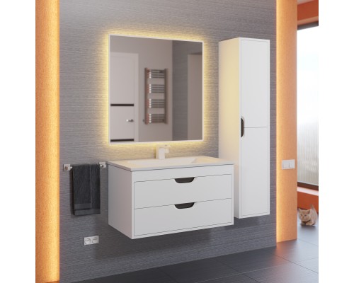 Шкаф-пенал для ванной Uperwood Modul (33*36*150 см, подвесной, с дверцами, матовый, белый/графит)