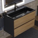 Раковина для ванной полувстраиваемая Uperwood Barsa, 80 см, прямоугольная, черная глянцевая Раковина для ванной полувстраиваемая Uperwood Barsa, 80 см, прямоугольная, черная глянцевая