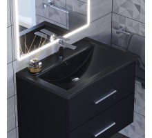 Раковина кварцевая для ванной Uperwood Foster Quartz (70 см, черная матовая, космос)