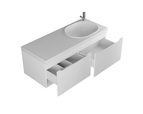 Тумба с раковиной для ванной комнаты Uperwood Tanos-Bruks (120 см, подвесная, правая, белая)